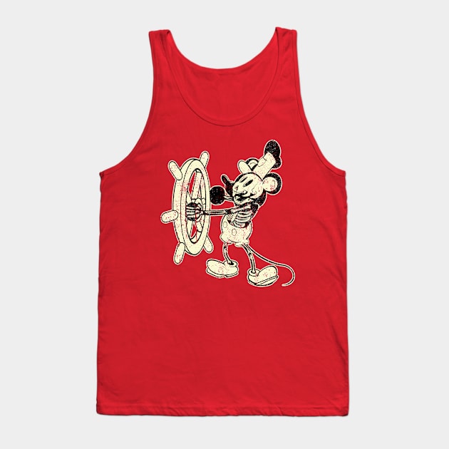 Classic Steamboat Willie Skull Tank Top by HannessyRin